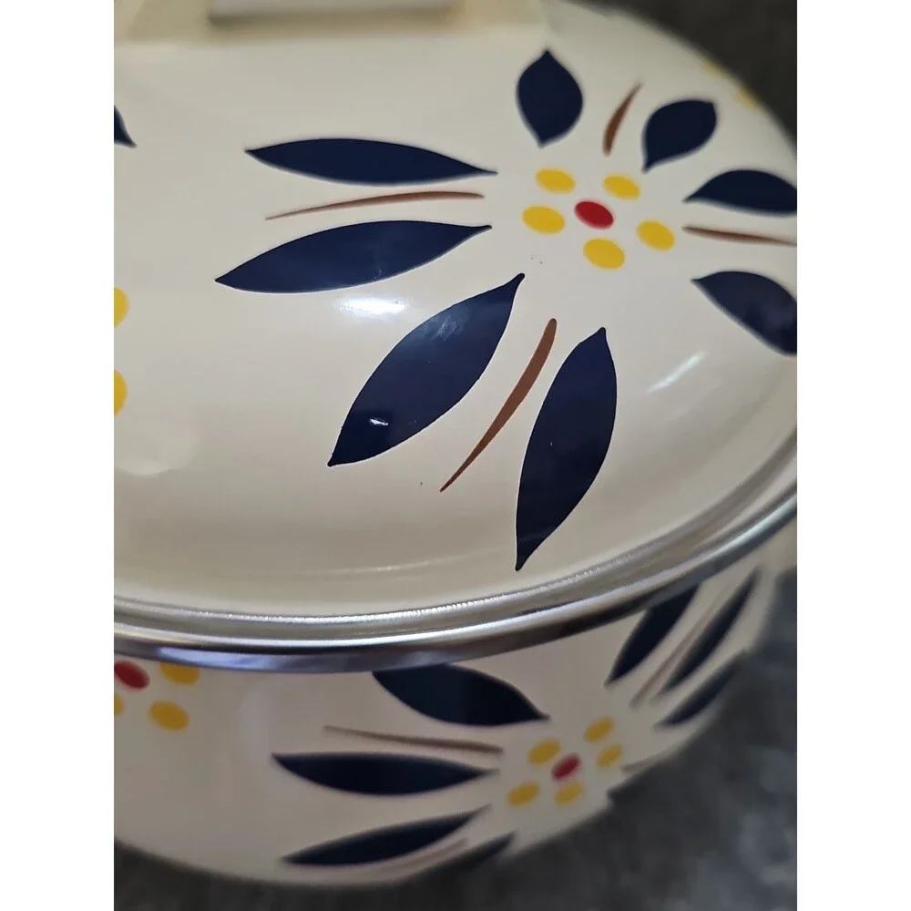 Temptations 2 Qt Multi Pot Enamel Plus Lid Old World Blue. Stove To Table.